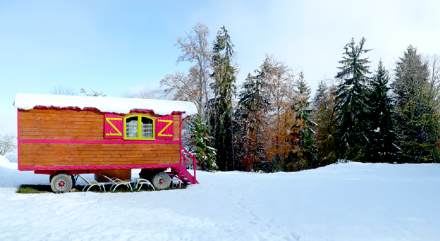 Les 7 Laux campsite sleeping in roulotte unusual stay isere grenoble alps romantic week-end